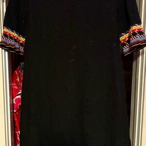 Moschino Black Dress with Colorful Sleeve Accents size 46